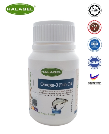Halagel <br/> <b>Omega-3 Fish Oil (03/2024)<br/> </b> 500mg 60pcs Bovine Softgels