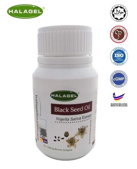Halagel <br/> <b>Black Seed Oil (08/2023)<br/> </b> 500mg 60pcs Bovine Softgels
